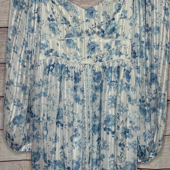 Altar’d State Alyssa Blue Floral Mini Dress Size Medium New - Picture 3 of 12